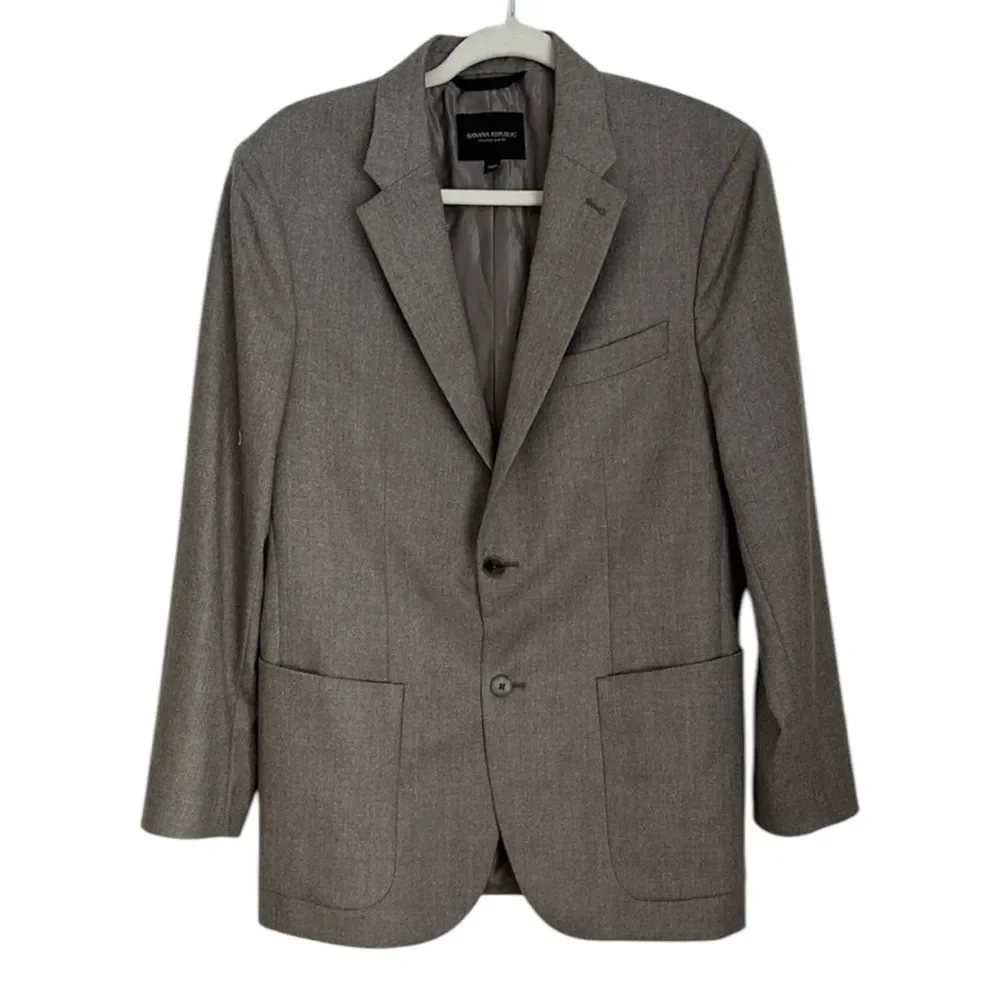Banana Republic Men’s Tailored-Fit Melton Superfine Wool Blazer Charcoal 38R